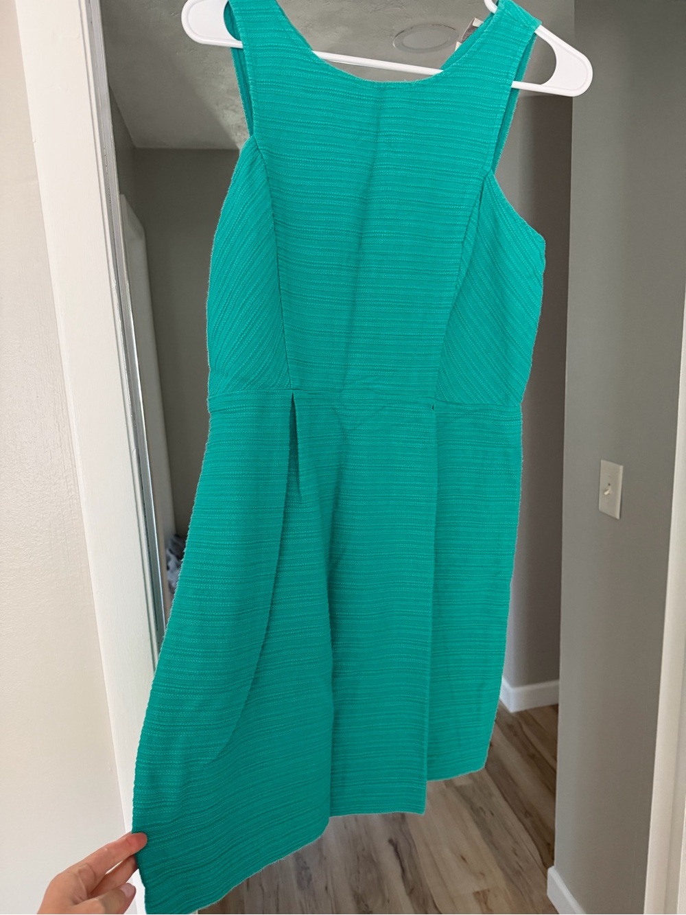 LOFT Teal Textured Sleeveless Midi Dress